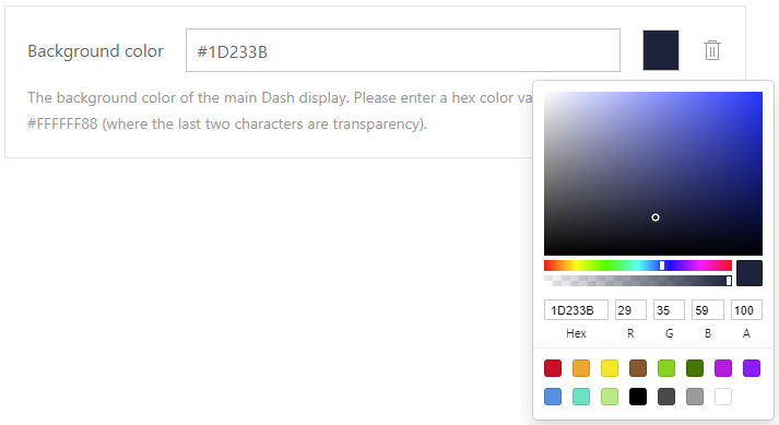 Selecting a custom color in Dash Enterprise