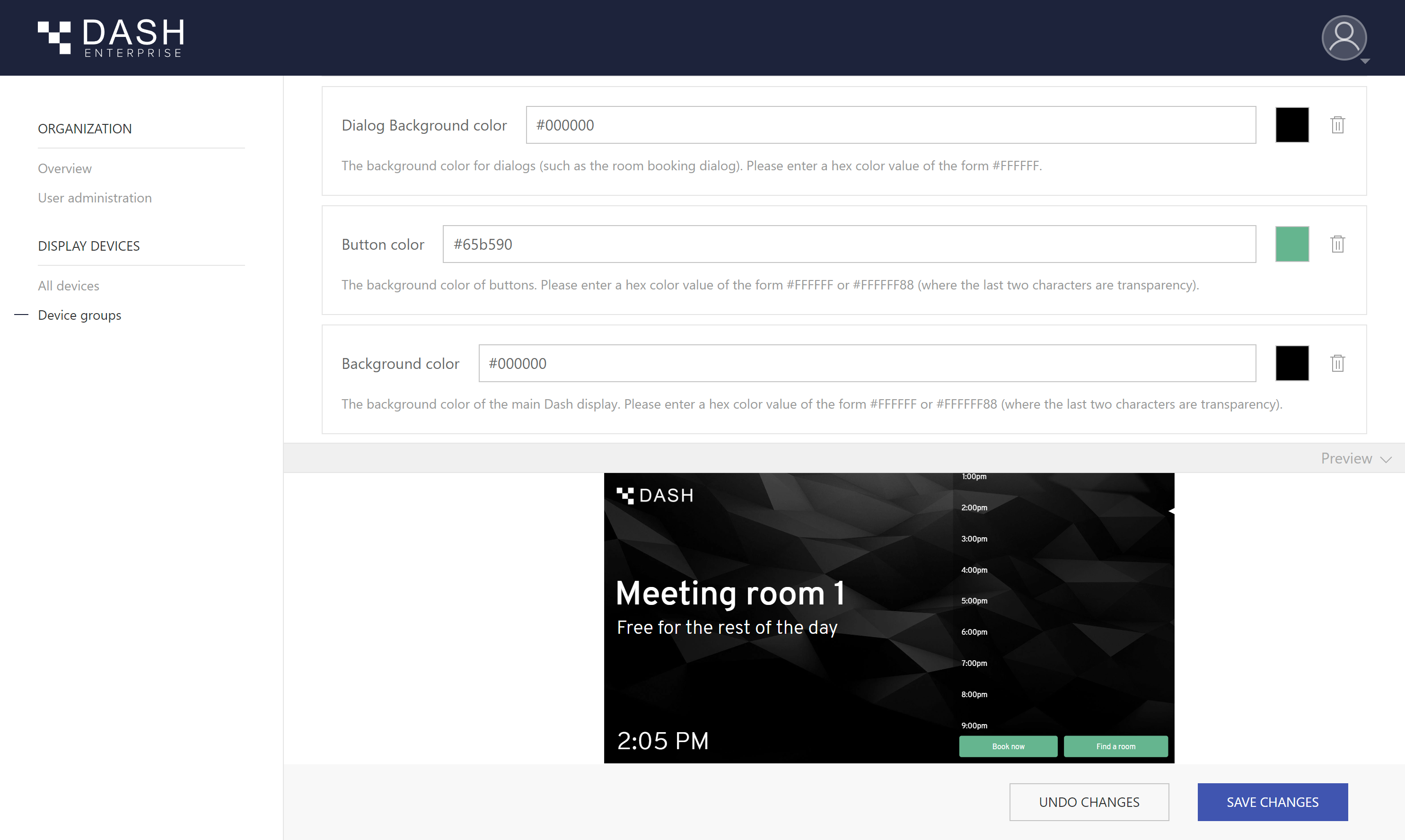 Live preview of your device configuration in Dash Enterprise