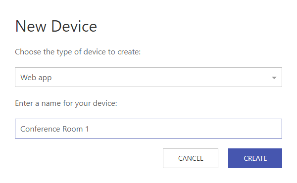 Adding a new web device in Dash Enterprise