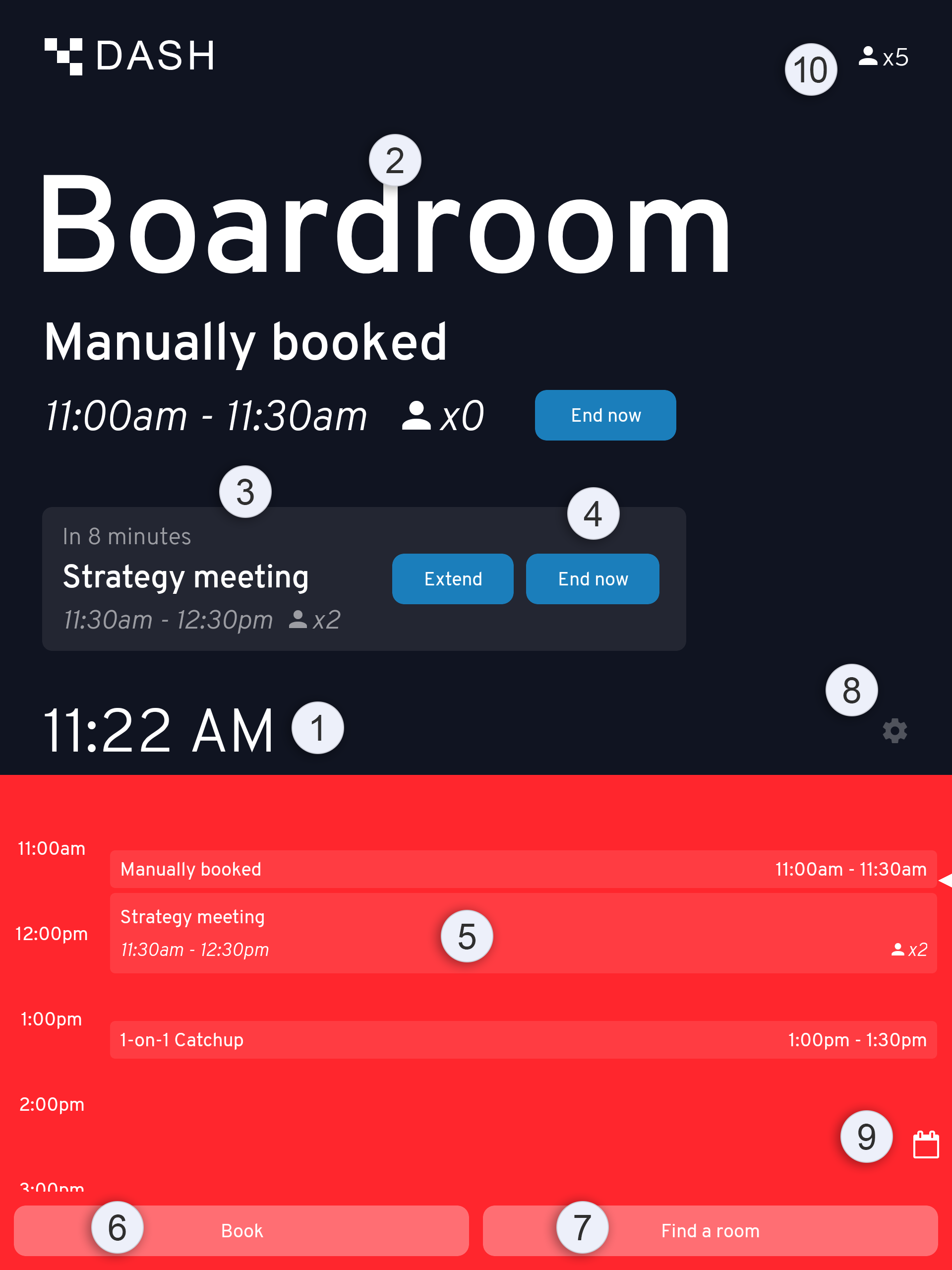 Dash main screen