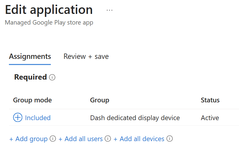 Assign Dash to device groups