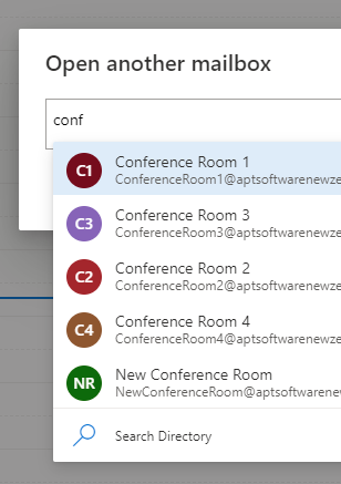 Open the meeting room's mailbox
