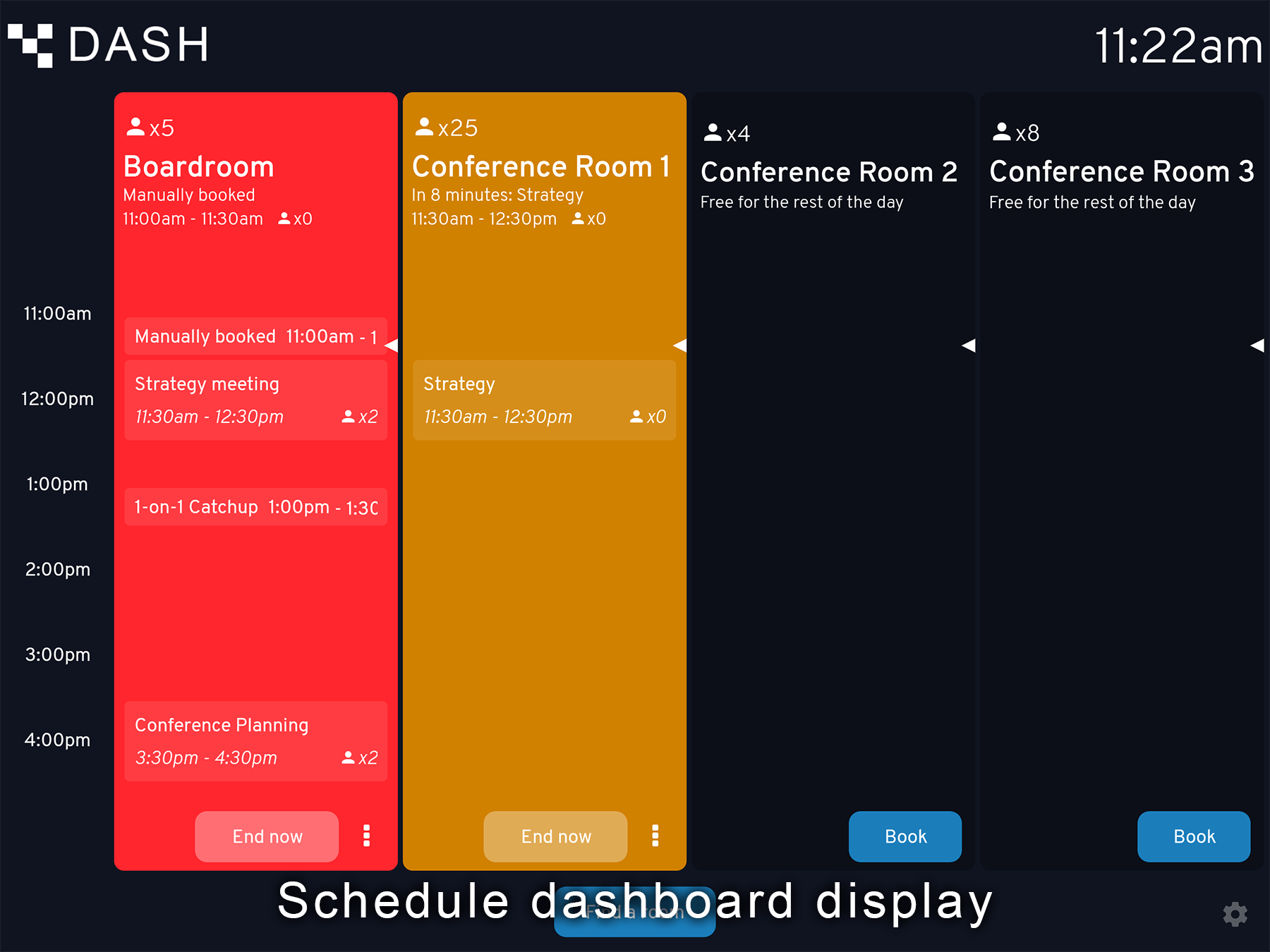 The Dash schedule dashboard display