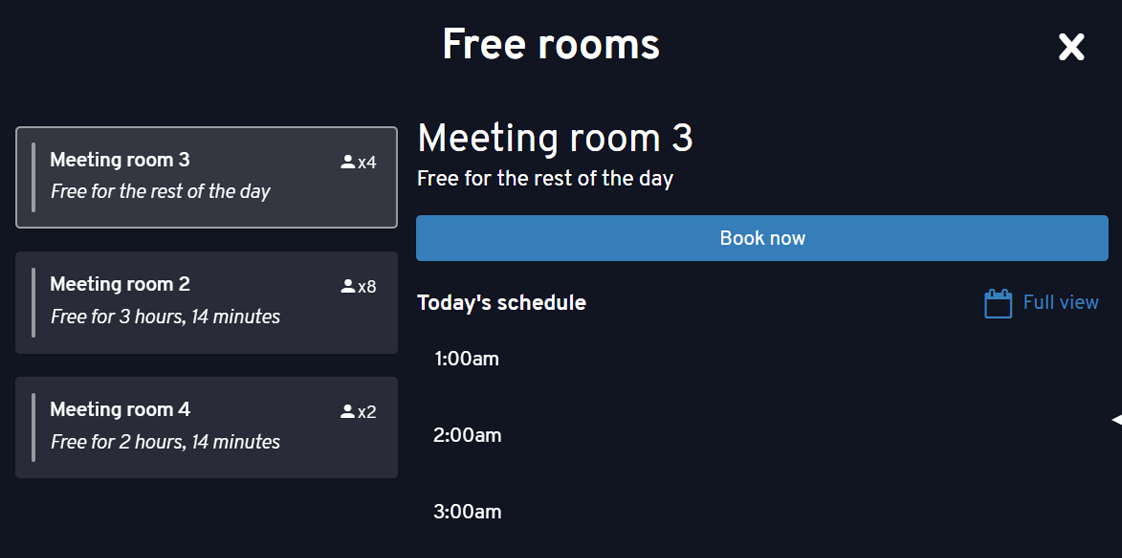 Dash find free rooms screen